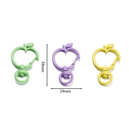 5Pcs Swivel Clasps Snap Hook, Apple Shape Alloy Metal Lobster Claw Clasp for Keychains, DIY Crafting 24 * 38mm (Orange) - color: Orange