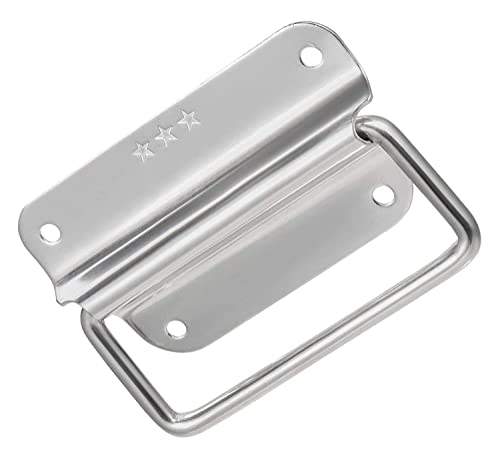 XMHF 4 Inch Pull Ring Handle Stainless Steel Foldable Boat Hatch Latch Cabinet Lifting Ring Pull Handle - Pack of 2 - size: 4 Inch