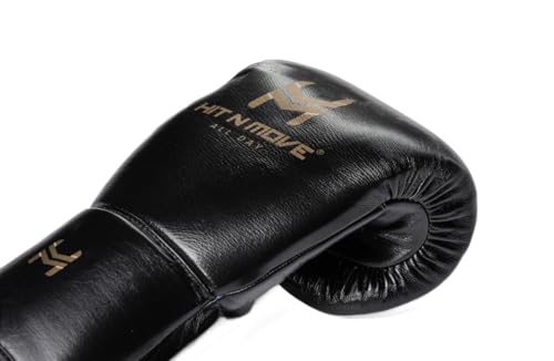 HIT N MOVE All Day Plus Weighted Boxing Gloves Men, Boxing Equipment, Heavy Bag Workout Gloves for Boxing, Training, Kickboxing, Muay Thai, MMA, 24 oz 1.5lbs - style: Lace-up Closure BLACK