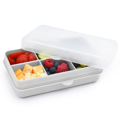 melii Mini Snackle Box – 6 Compartments, Divided Snack Container, Food Storage for Kids and Adults, Removable Dividers, Arts & Crafts, Beads, BPA-Free, Grey
