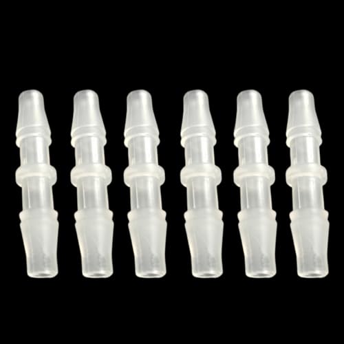 Plastic Hose Barb Fitting 3/16" x 3/16" Pipe Connectors Joint Splicer Mender Adapter Union for Aquarium Household Adapters Fuel Gas Liquid Air (6Pcs)
