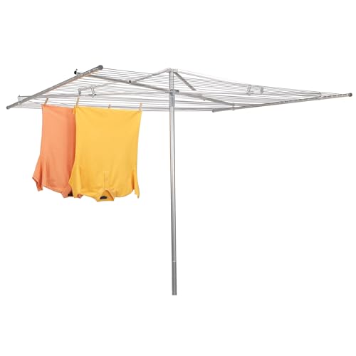 Household Essentials 17130-1 Rotary Outdoor Umbrella Drying Rack | Aluminum | 30-Lines with 210 ft. Clothesline,Silver - size: 84.0"L x 72.0"W x 72.0"H