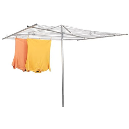 Household Essentials 17130-1 Rotary Outdoor Umbrella Drying Rack | Aluminum | 30-Lines with 210 ft. Clothesline,Silver - size: 84.0"L x 72.0"W x 72.0"H