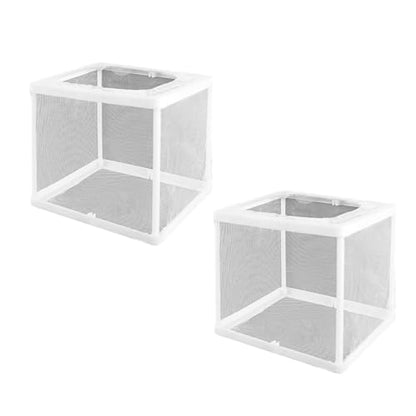 2PCS Protective Aquariums Breeding Cage Netting Nursery Tanks with Suction Cup for Fry Rearing and Secure Observation Fish Breeding Box with Suction Cup