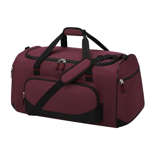 55L Large Sports Duffle Gym Bag for Men, Maroon - color: Maroon