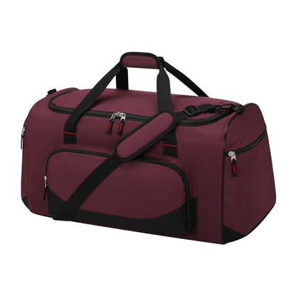 55L Large Sports Duffle Gym Bag for Men, Maroon - color: Maroon