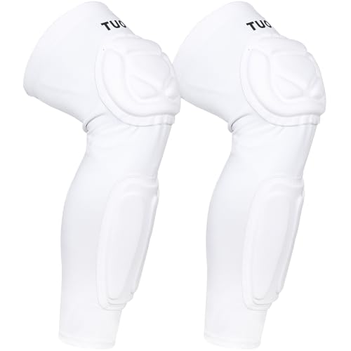 Padded Knee Calf Pads Compression Leg Sleeve Thigh Protector Gear Shin Brace for Football Basketball Volleyball Soccer Baseball for Adult (1 Pair) - color: mixwhite, size: XX-Large