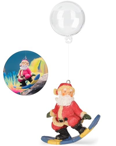 Uniclife Floating Santa Claus Fish Tank Decoration, Resin Christmas Aquarium Ornament with Hollow Ball for Holiday Aquarium Décor