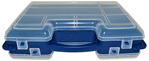 Science Purchase Double Sided Storage Box, 22 Slots (14 Fixed, 6 Adjustable) for Beads, Crafts, Hobby Modeling, Electrical Components, and other Small Parts - Flexible Polypropylene with Handle