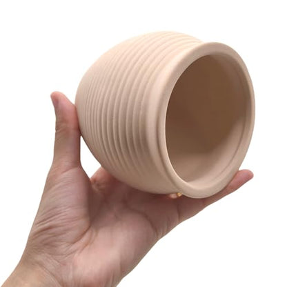 M2cbridge Pottery Ceramic Jar Natural Clay Vase for Cichlid Small Fish Shrimp to Play Hide Breed Habitat (Creamy Clay, 2pcs)