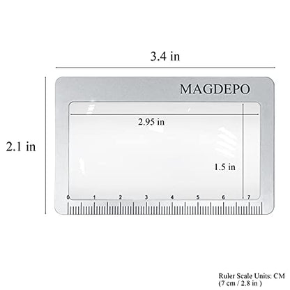 MAGDEPO 3X Page Magnifying Lens 8.6" x 6" Flexible Plastic Measuring Full Fresnel Sheet Ultra-Thin for Reading Book, The Bible, Map, Newspaper, Science, Hobbies with Card Size Magnifier
