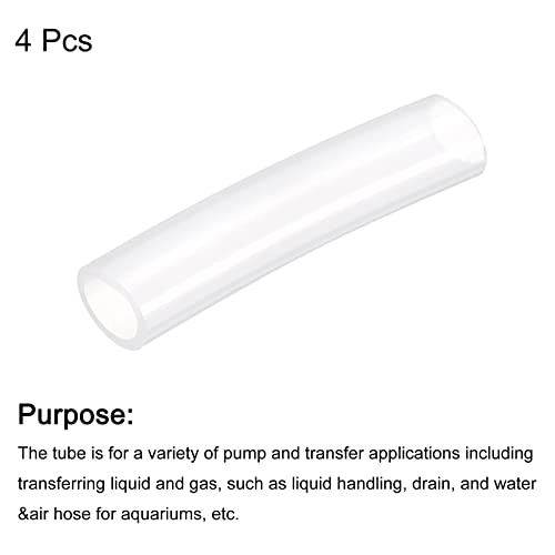 uxcell Pure Silicone Tubing 19mm ID,25mm OD OD Water Air Pump Pipe, 4Pcs 0.33 Ft Transparent Silicone Hose Tubing for Household, Industry, Drinking Water - size: 19mm x 25mm