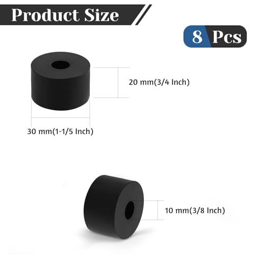 8 PCS Multi Purpose Rubber Spacer, 1-1/5" OD x 3/8" ID x 3/4" Thickness Rubber Washers for Screws, Anti Vibration Pads for Bolts, Car, Boat, Home (30 * 10 * 20mm) - size: 1-1/5" OD x 3/8" ID x 3/4" Thickness