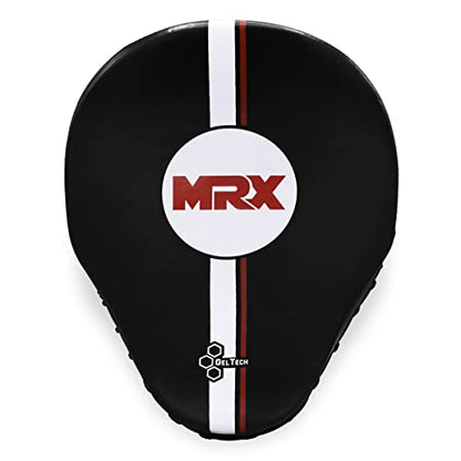 Boxing Pads Curved Boxing Mitts, Leather Adjustable MMA Muay Thai Kickboxing Martial Arts Punching Hand Target Strike Shield - color: Black/White