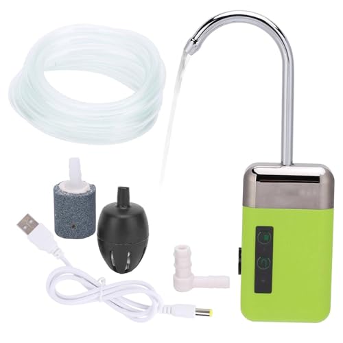 Aquarium Air Pump, Adjustable 3 Modes Fishing Oxygen Pump Quiet Bubbler Fish Tank Aerator with LED Light, USB Charging Portable Electric Air Pumps with Accessories