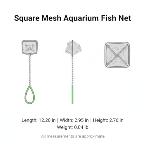 Green Square Mesh Aquarium Net for Fish Transfer and Tank Cleaning - size: 12.2 x 2.95 x 2.76"