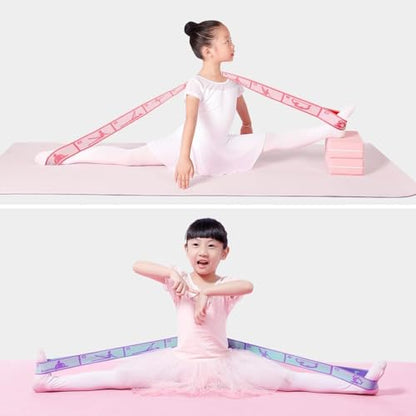 2 PCS Kids Stretching Strap - 8-Loop Adjustable Stretch Bands for Dance, Ballet, Yoga, Gymnastics Workout, Children‘s Fitness Equipment, Stretching Resistance Bands and Home Flexibility Training - color: Pink+Blue