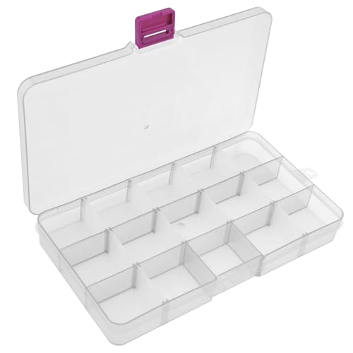 1pcs 17x10CM Plastic Organizer Storage Box with Adjustable Dividers, Jewelry Storage Container Box for Office Supplies Beads Crafts Fishing Tackles (Transparent) - color: Transparent