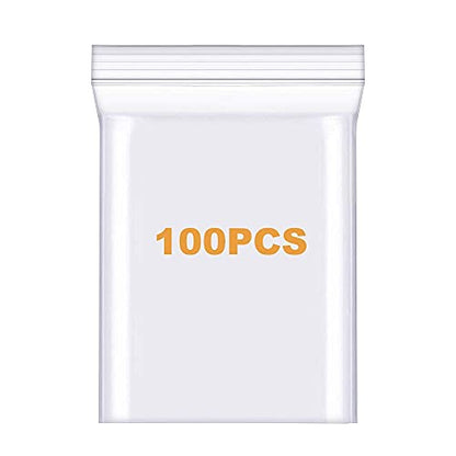 100 Pack 7" x 9" Thick Clear Reclosable Zip Plastic Lock Poly Bags 2.4 Mil Heavy Duty Seal Resealable Zipper Bags For Envelopes Photos Cards
