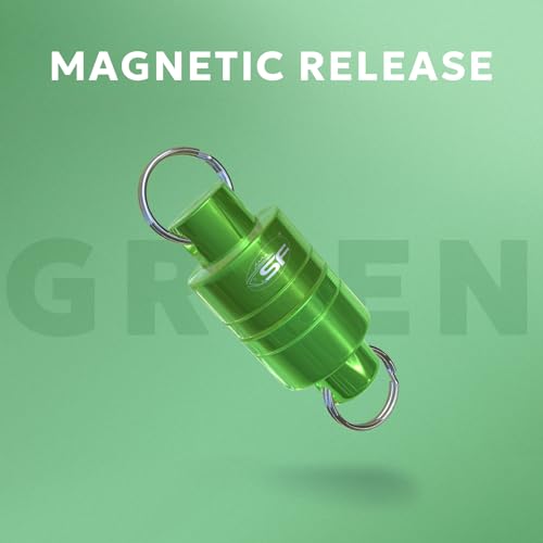 SF Strongest Magnetic Net Release Magnetic Keychain Fly Fishing Net Retractor Magnet Clip Holder Retractor with Retractable Coiled Lanyard Carabiner