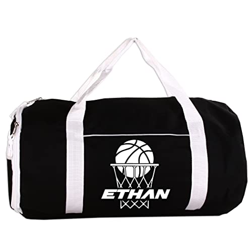 Personalized Sport/Gym Roll Duffel Bag - Basketball Black 18" - color: Black, style: Basketball