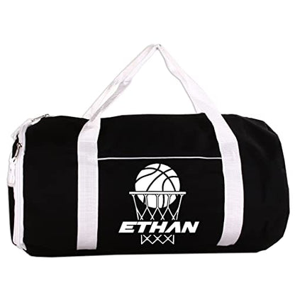 Personalized Sport/Gym Roll Duffel Bag - Basketball Black 18" - color: Black, style: Basketball
