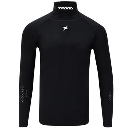 TronX Compression Hockey Shirt with Neckguard - Long Sleeves Neck Guard Neck Protect for Men Adult & Youth Boys - size: Large, style: Youth