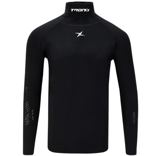 TronX Compression Hockey Shirt with Neckguard - Long Sleeves Neck Guard Neck Protect for Men Adult & Youth Boys - size: Medium, style: Adult