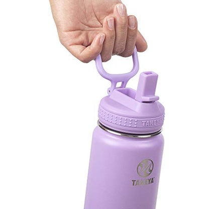 Takeya 18 oz Actives Stainless Steel Water Bottle with Straw Lid – Leakproof, Double-Wall Insulated, Keeps Drinks Cold 24 hrs/Hot 12 hrs, BPA-Free, Powder-Coated, Gym & Travel, Lilac - color: Lilac, size: 18 Ounces
