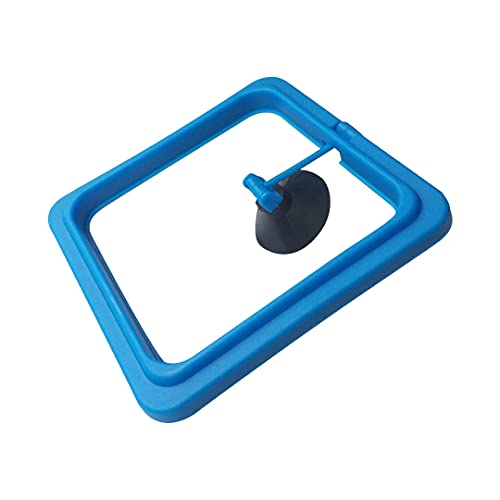 Fish Feeding Ring Floating Food Feeder Circle with Suction Cup Easy to Install Aquarium (Square) - color: blue