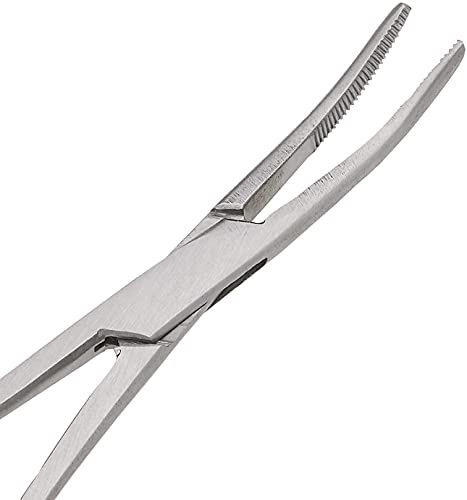 SurgicalOnline 2-Piece Curved & Straight 10" Hemostat Set - Stainless Steel Locking Tweezer Clamps - Ideal Hemostats for Nurses, Fishing Forceps, Crafts and Hobby - size: 10"