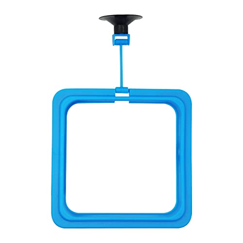 Fish Feeding Ring Floating Food Feeder Circle with Suction Cup Easy to Install Aquarium (Square) - color: blue