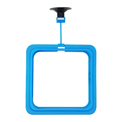 Fish Feeding Ring Floating Food Feeder Circle with Suction Cup Easy to Install Aquarium (Square) - color: blue