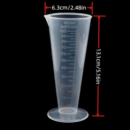 100ml Conical Measuring Cup, 1-Pack Plastic Graduated Beakers with Pouring Spout & 5ml Raised Graduations, Translucent Lab & Kitchen Liquid Measuring Cups for Scientific Experiments, Baking, DIY