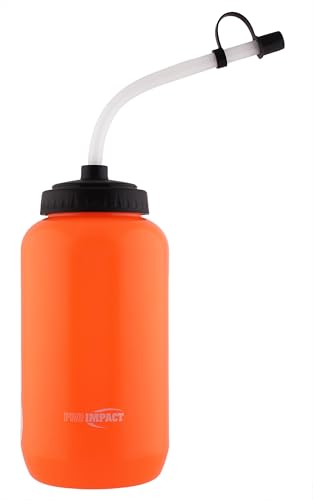 Squeezable Water Bottle Bendable Long Straw - LDPE BPA Free Plastic - Hydration for Baseball Hockey Gym MMA Yoga Boxing Cycling Softball Football Lacrosse (35.5 Oz.) - style: Orange