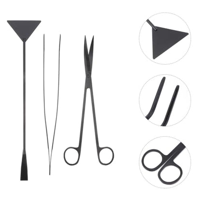 BESPORTBLE 3pcs Aquarium Cleaning Tool Fish Tank Maintenance Ergonomic Water Plant Tweezers and Scissors Kit for Trimming and Decorating Aquarium Plants