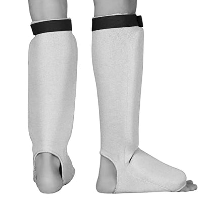 UFG Ultimate - Cloth Shin Instep Guard - Karate MMA Boxing Muay Thai Training Protection - color: White, size: CH