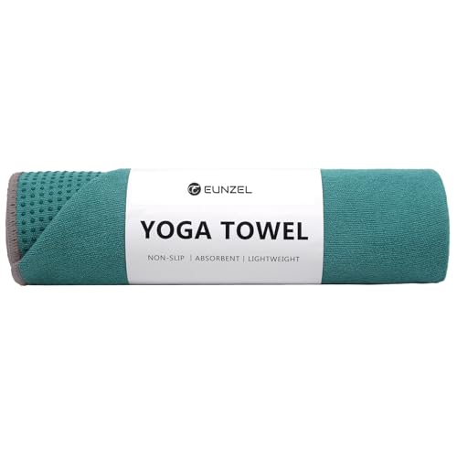 Eunzel Yoga Towel,Hot Yoga Mat Towel with Grip Dots Sweat Absorbent Non-Slip for Hot Yoga, Pilates and Workout 24" x72", Dark Cyan - color: Dark Cyan