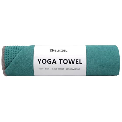 Eunzel Yoga Towel,Hot Yoga Mat Towel with Grip Dots Sweat Absorbent Non-Slip for Hot Yoga, Pilates and Workout 24" x72", Dark Cyan - color: Dark Cyan