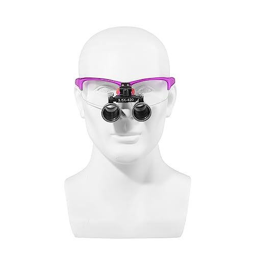 3.5x420MM Angle Adjustable Binocular Loupes Magnifier Glasses Loupes with Cloth Case (Purple) - color: Purple