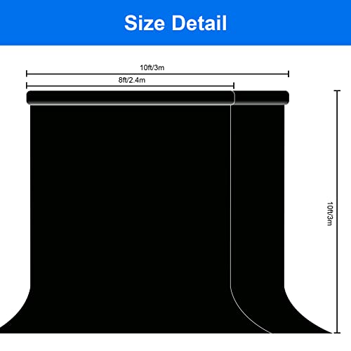 8X10FT Black Backdrop Background for Photography,Polyester Backdrop Curtain Background Screen for Photography,Photoshoot,Video Recording,Studio(8X10ft,Black)