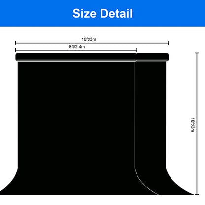8X10FT Black Backdrop Background for Photography,Polyester Backdrop Curtain Background Screen for Photography,Photoshoot,Video Recording,Studio(8X10ft,Black)