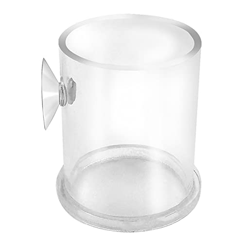 Acrylic Feeding Jar Fish Feeder Brine Shrimp Eggs Red Worms Food for Fish Feeding Bowl with Suction-Cup - size: Large