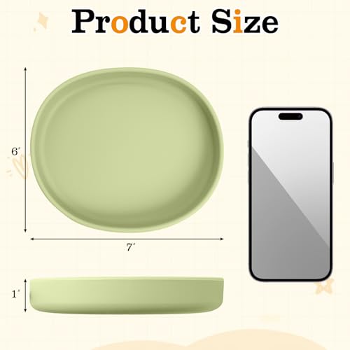 Silicone Dog Food Plate Shallow Dog Bowl Flat Cat Dish 1 Pack Small Puppy Plates for Small Dogs and Cats Whisker Fatigue Pet Feeding Bowls for Dry and Wet Food (Green) - color: 1 Pcs - (Green)