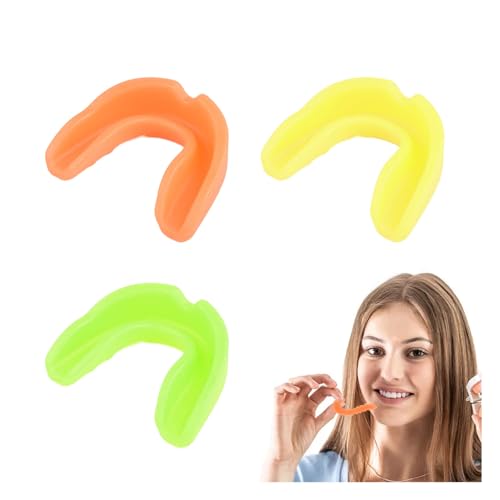 3Pcs Mouth Guard for Braces - Upper & Lower Mouth Guard for Sports - Youth & Adult Soft Mouthguard - Teeth Protection for Football, Jujitsu, Karate (Green, Yellow, Orange) - color: Green Yellow Orange