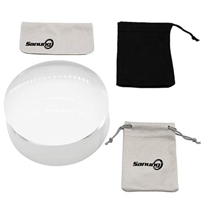 Sanung 8X Dome Magnifying Glass High Definition Round High Transparent Acrylic Optical Magnifier Reading Aid Paperweight Half Ball Lens Magnifier for Reading Books Map Newspapers