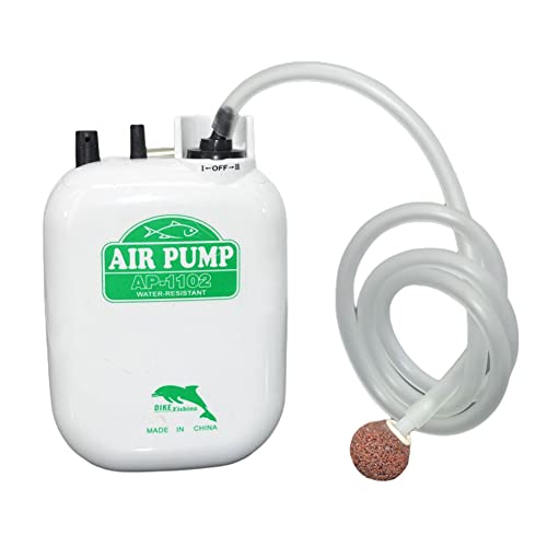 Ochine Battery Operated Quiet Oxygen Aquarium Air Pump, Portable Fish Aerator with One Outlet, Tan, Outdoor Fishing, Fish Transportation and Power Outages