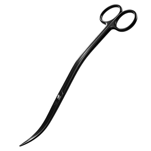 LINLAN 9.8-inch Wave Curve Aquascaping Scissors, Full Chamfer Smooth Design, Carbonized Anti-Rust, Professional Dutch Style Aquascape Shears, for Layered Shaping & Trimming Plants at Any Angle - size: Matte Black