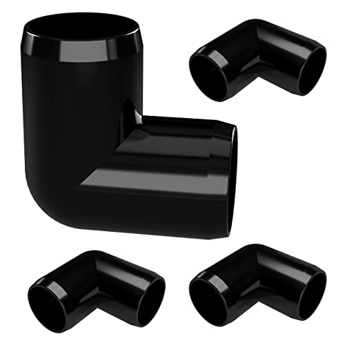 1” 90 Degree Elbow Furniture Grade PVC Fitting in Black, Made in USA, UV-Resistant, Impact-Proof, 1.315” Actual Socket Diameter (Pack of 4) - F00190E-BK-4 - color: Black
