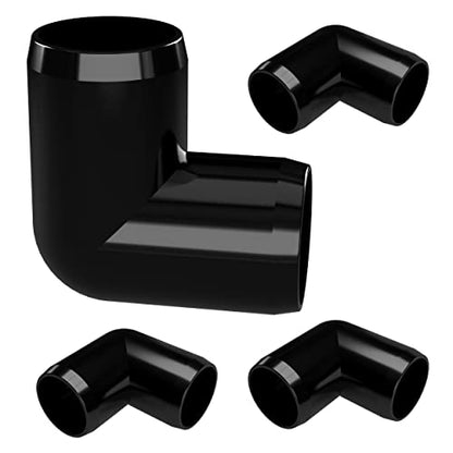 1” 90 Degree Elbow Furniture Grade PVC Fitting in Black, Made in USA, UV-Resistant, Impact-Proof, 1.315” Actual Socket Diameter (Pack of 4) - F00190E-BK-4 - color: Black